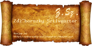 Záborszky Szilveszter névjegykártya